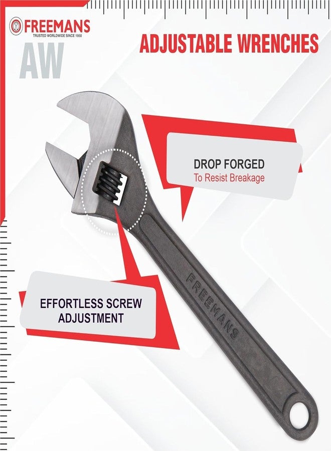 FREEMANS 6" Phosphate Finish, Anti-Corrosion Adjustable Wrench Spanner, Adjustable Wrench for All Nut Sizes, Easy to Grip Wrench, Universal Wrench, Plumbing Tool (6-Inch) - Image 4